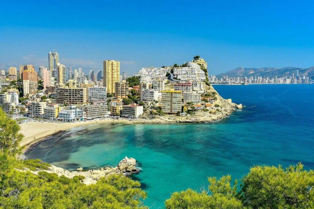 Benidorm kusten i Spanien.